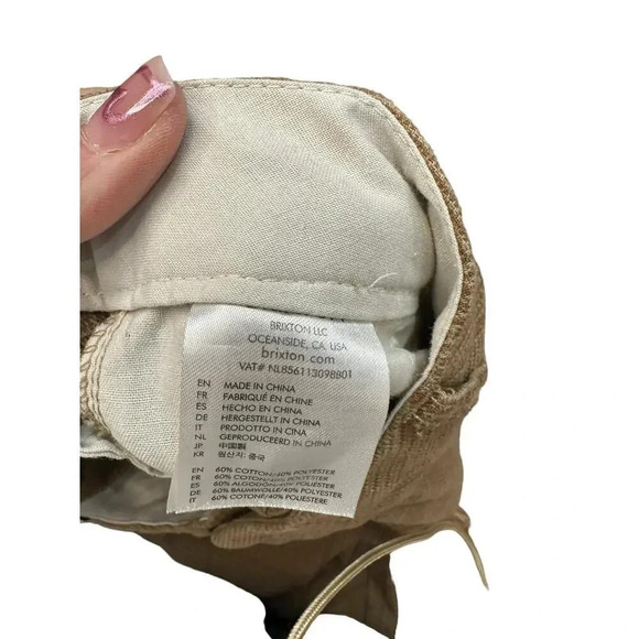 Brixton Women's Beige Plaid Cotton Blend Straight Leg High Rise Pant Size 24 - Picture 7 of 7